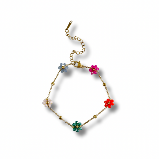 Pulsera flores - colores - dorado