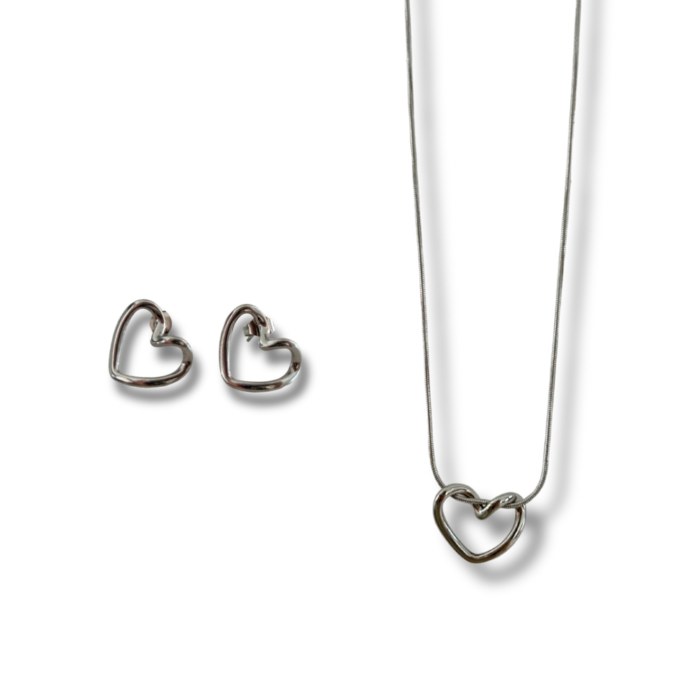 Set corazón - plata - pantallas y collar