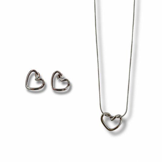 Set corazón - plata - pantallas y collar