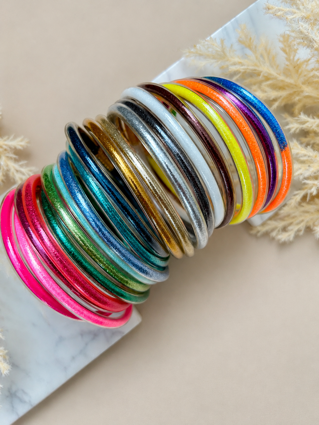 Pulseras glitter - colores