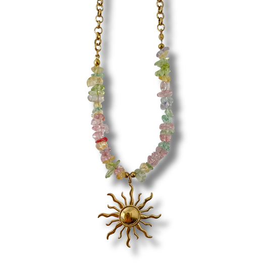Collar sol - colores - dorado