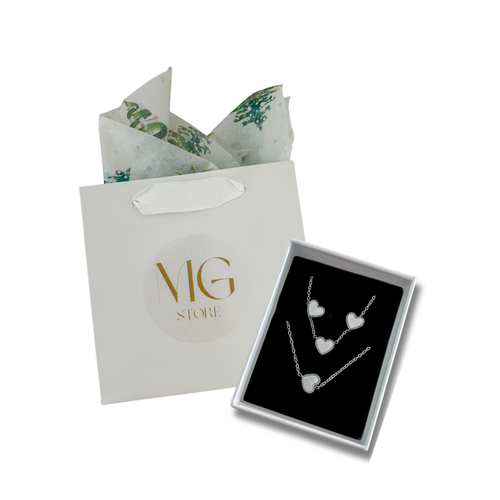 Set corazón - plata - pantallas, collar y pulsera