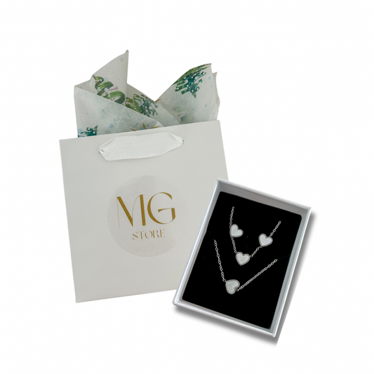 Set corazón - plata - pantallas, collar y pulsera