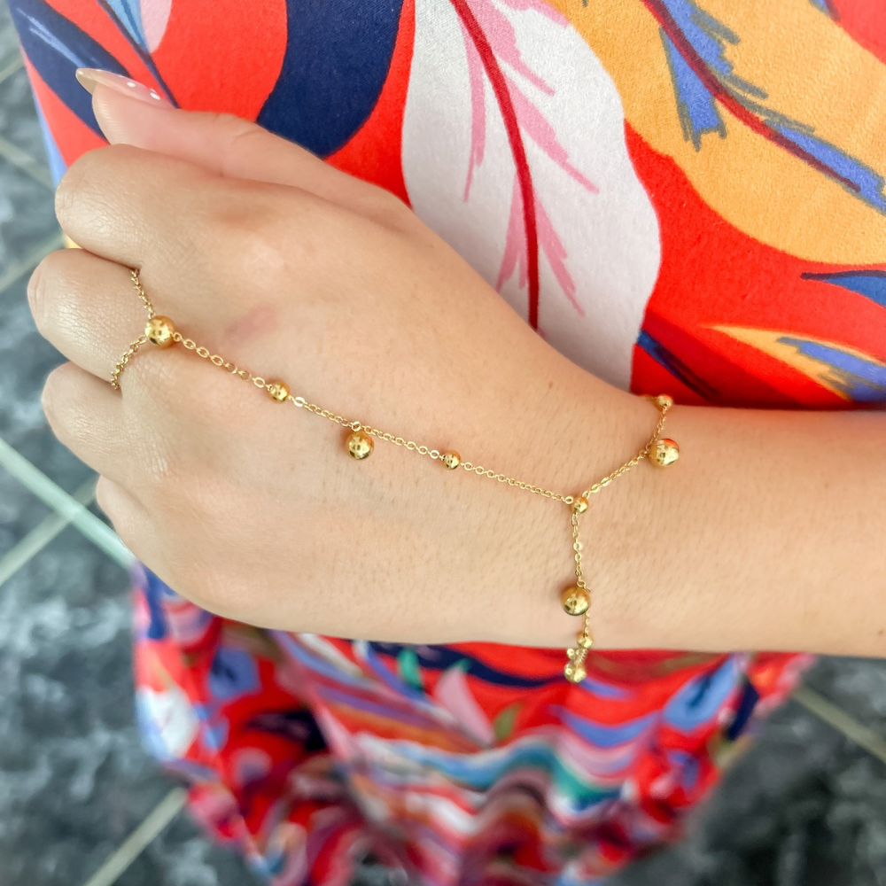 Pulsera sortija bolitas - dorado