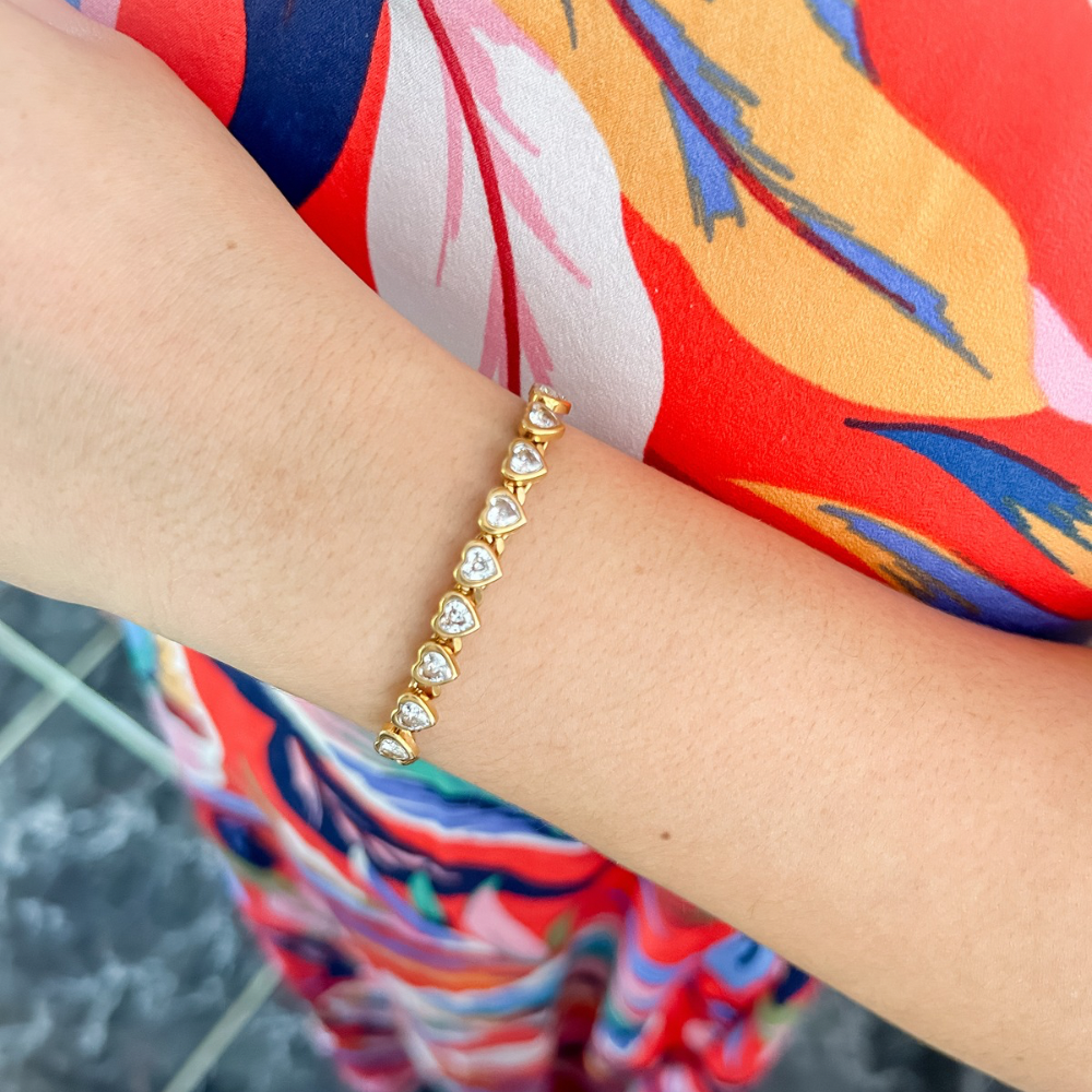 Pulsera corazones - dorado