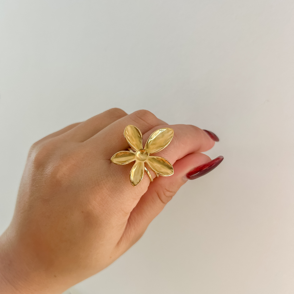 Sortija flor - dorado