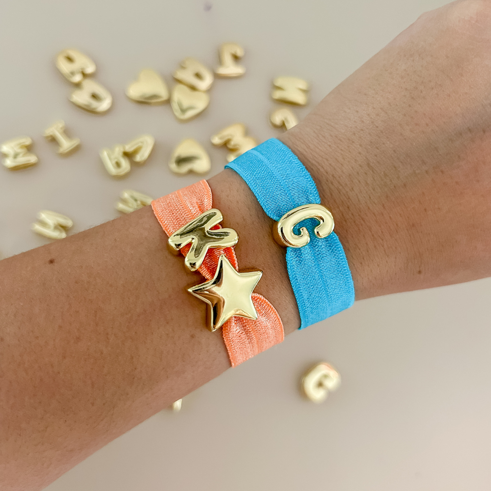 Pulsera elástica - dorado - letra pequeña - cinta sin brillo