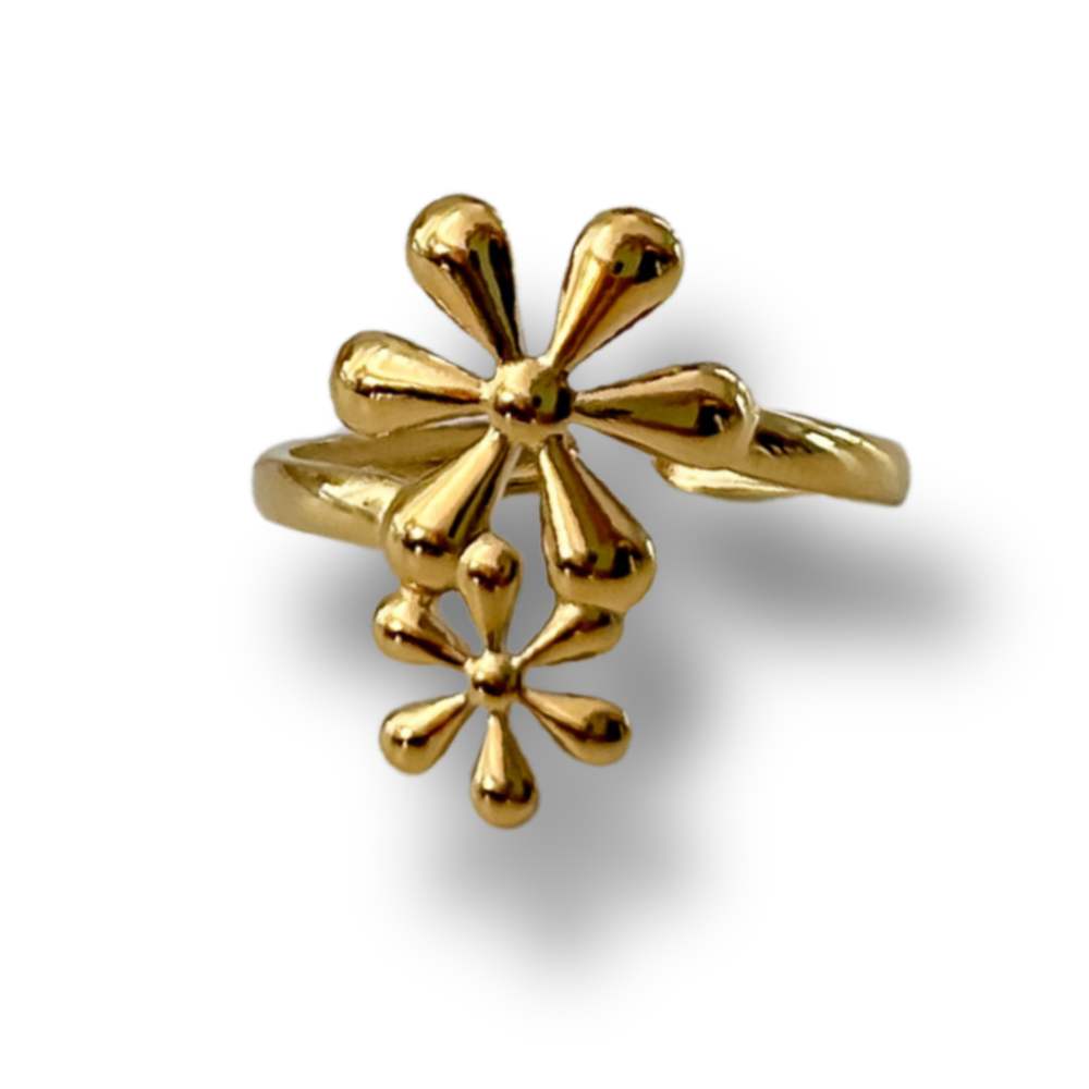 Sortija flores - dorado