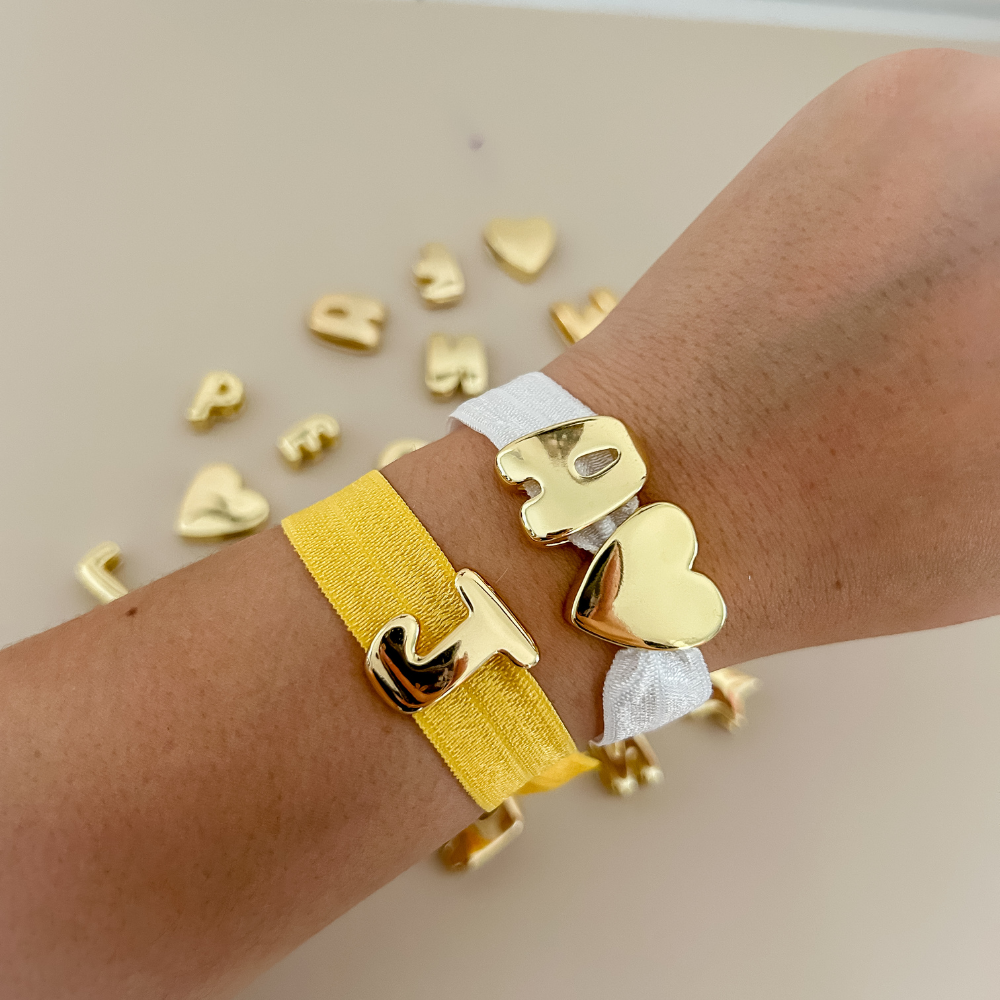 Pulsera elástica - dorado - letra grande - cinta sin brillo