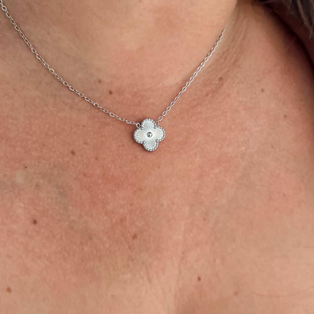 Collar trébol plata - plata