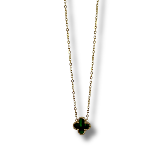Collar trébol verde - dorado