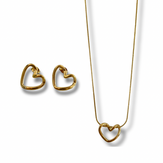 Set corazón - dorado - pantallas y collar
