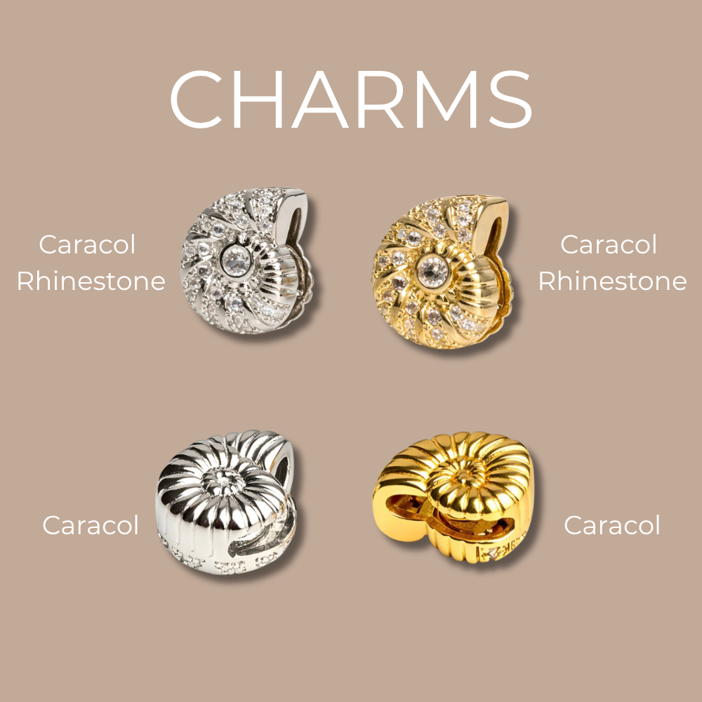 Pulsera elástica - dorado o plata - charms - cinta con o sin brillo