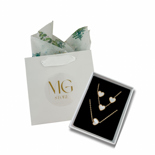 Set corazón - dorado - pantallas, pulsera y collar