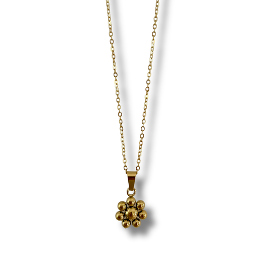 Collar flor bolitas - dorado