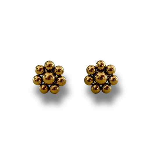 Pantallas flor bolitas - dorado