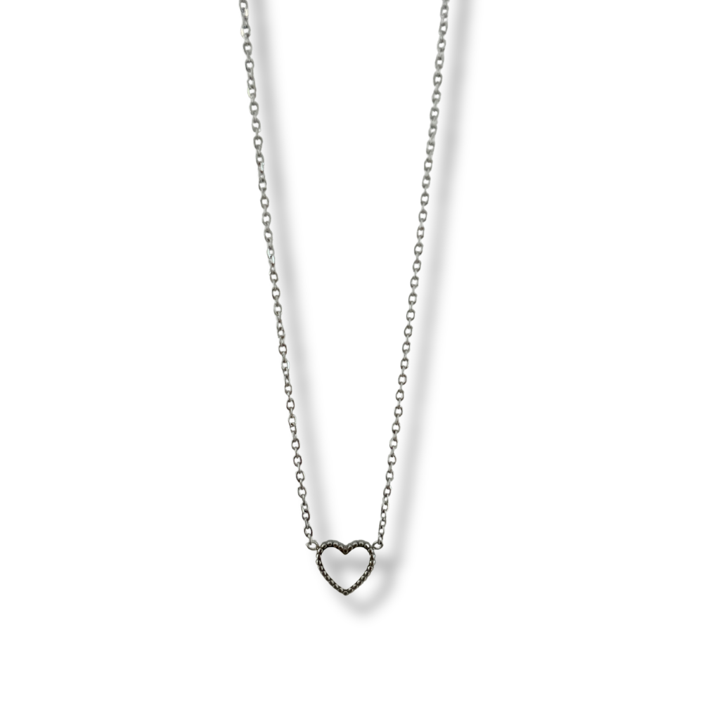 Collar corazón blanco - plata
