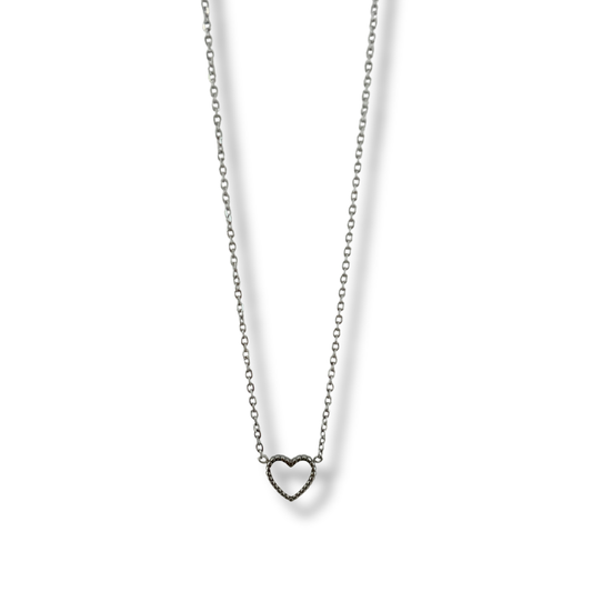 Collar corazón blanco - plata