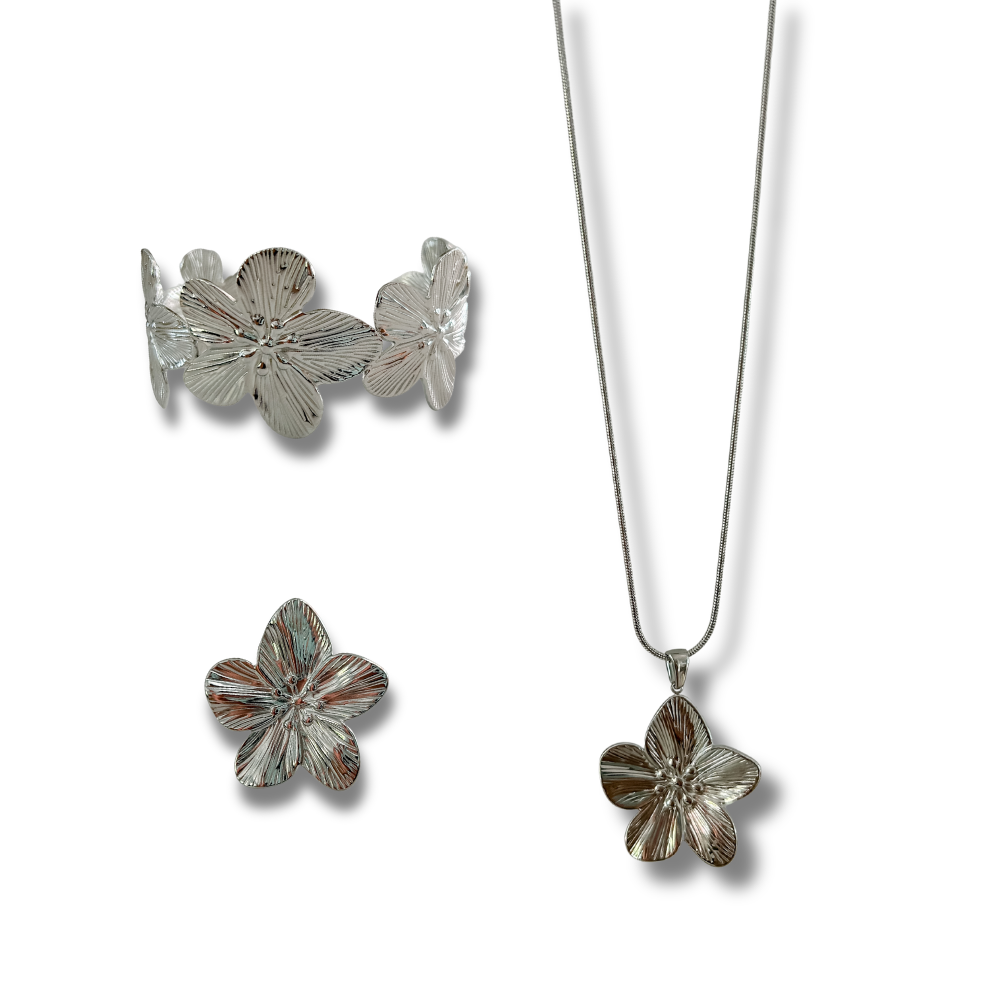 Bundle - 3 piezas - collar + sortija + pulsera - plata