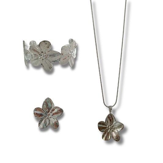 Bundle - 3 piezas - collar + sortija + pulsera - plata