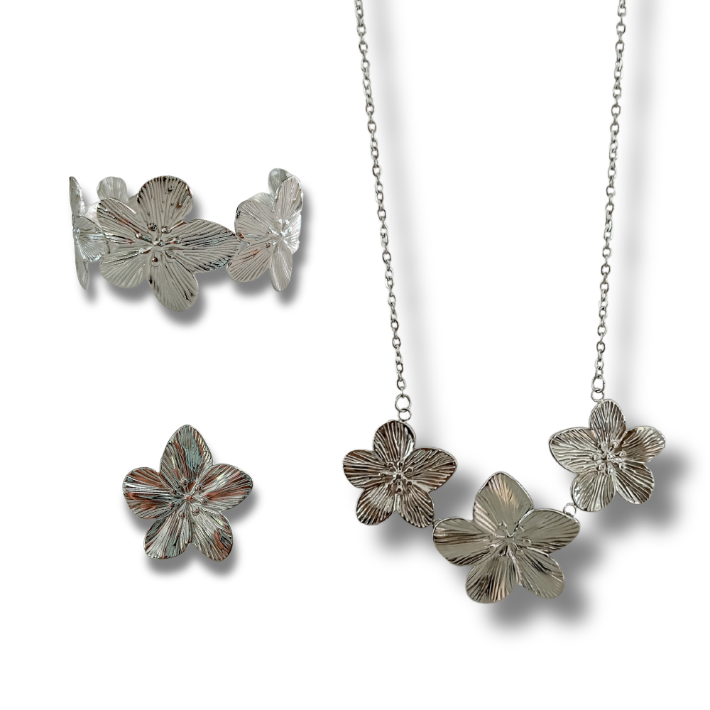 Bundle - 3 piezas - collar + sortija + pulsera - plata