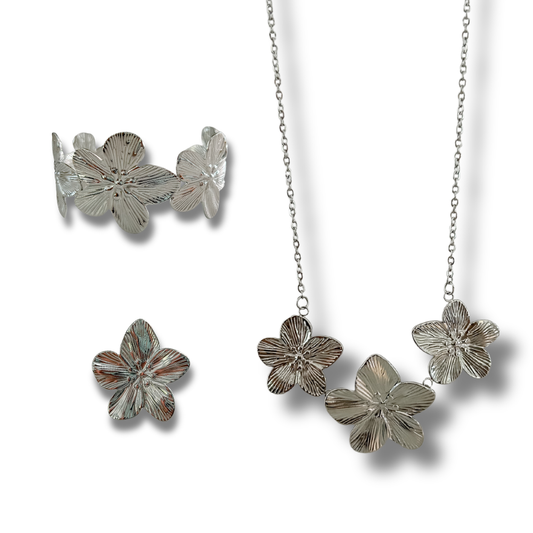 Bundle - 3 piezas - collar + sortija + pulsera - plata