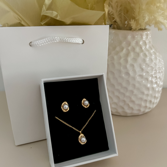 Bundle - 2 piezas - collar + pantallas - dorado