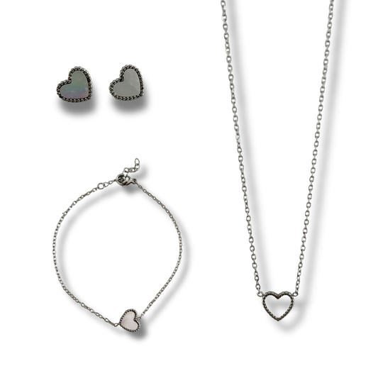 Bundle - 3 piezas - collar + pulsera + pantallas - plata