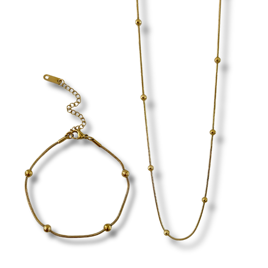 Bundle - 2 piezas - collar + pulsera - dorado