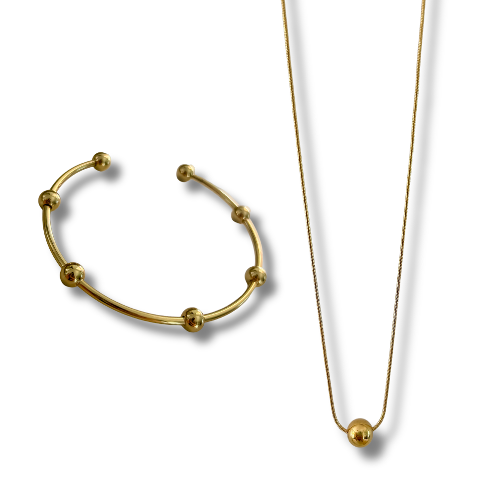 Bundle - 2 piezas - collar + pulsera - dorado
