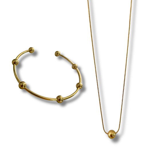 Bundle - 2 piezas - collar + pulsera - dorado