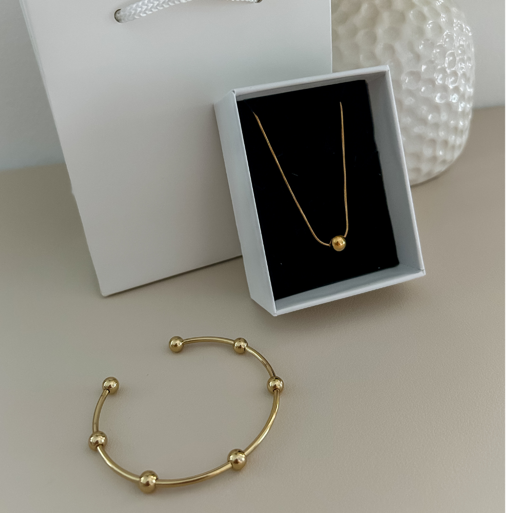 Bundle - 2 piezas - collar + pulsera - dorado