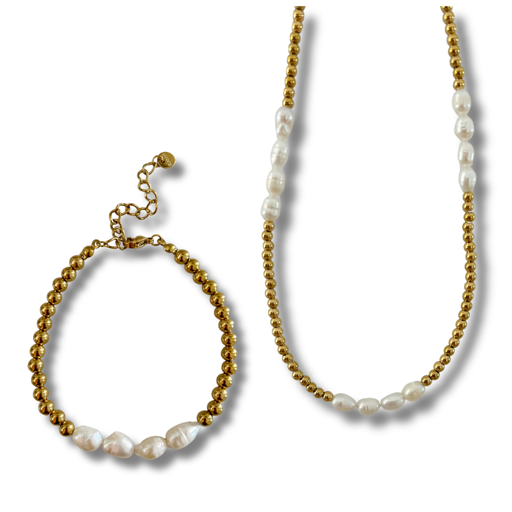 Bundle - 2 piezas - collar + pulsera - dorado