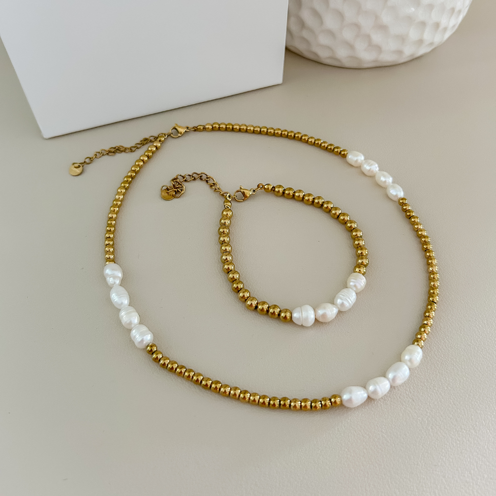Bundle - 2 piezas - collar + pulsera - dorado