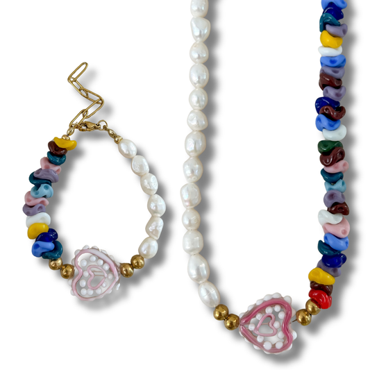 Bundle - 2 piezas - collar + pulsera - dorado