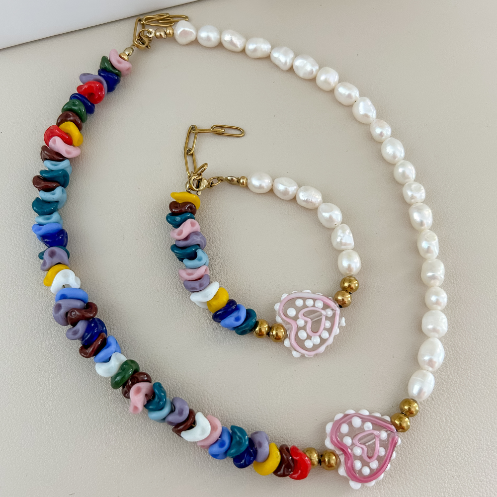 Bundle - 2 piezas - collar + pulsera - dorado