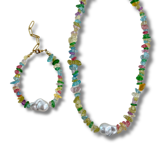 Bundle - 2 piezas - collar + pulsera - dorado