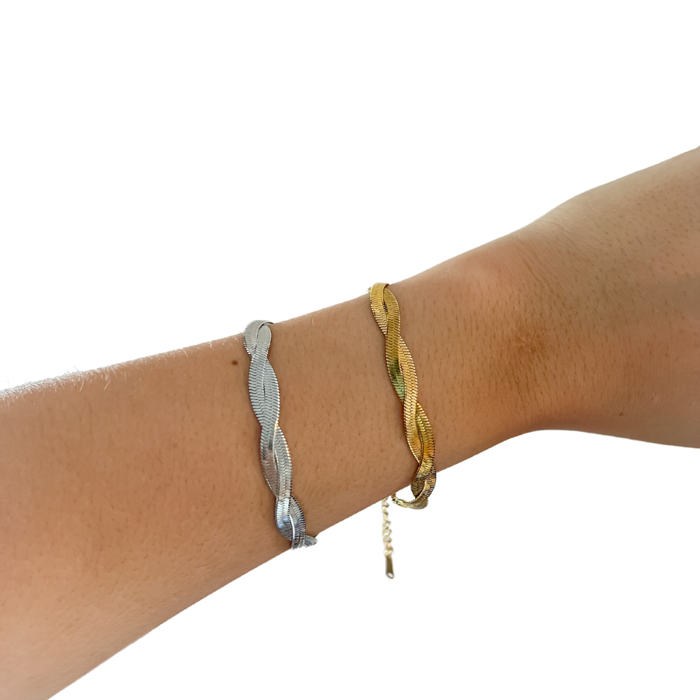 Pulsera trenzada - dorado y plata