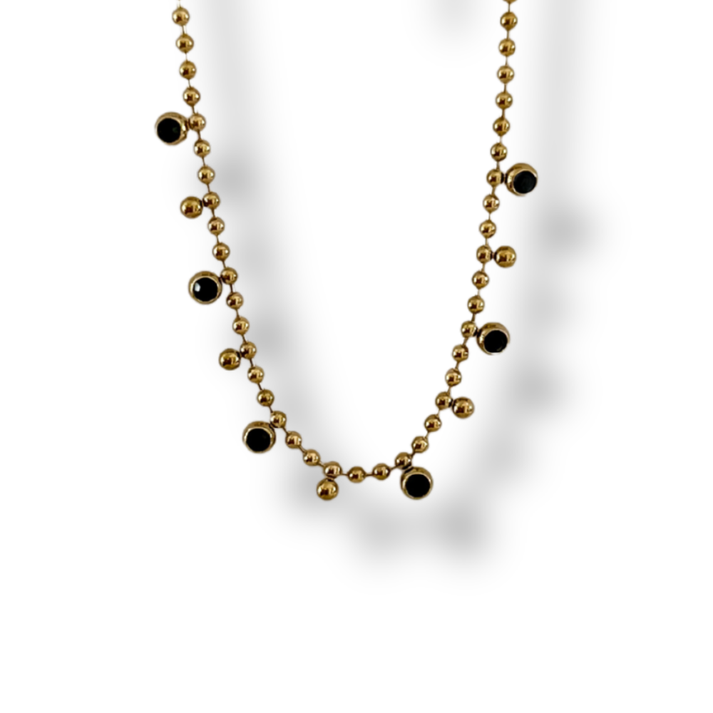 Collar Irina - bolitas dorado y negro - dorado