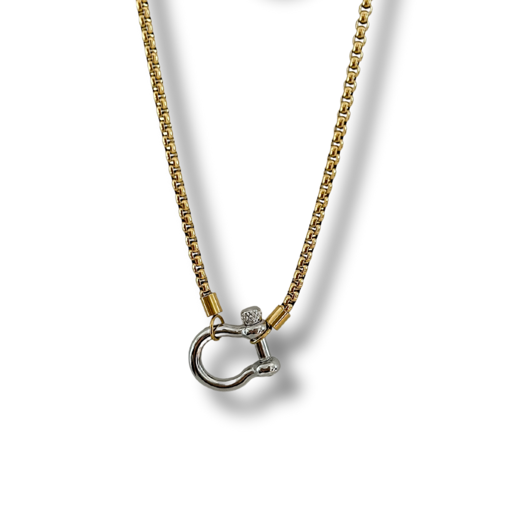 Collar dos tonos - plata y dorado - cierre frontal