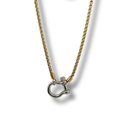 Collar dos tonos - plata y dorado - cierre frontal