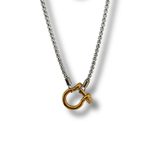 Collar dos tonos - plata y dorado - cierre frontal