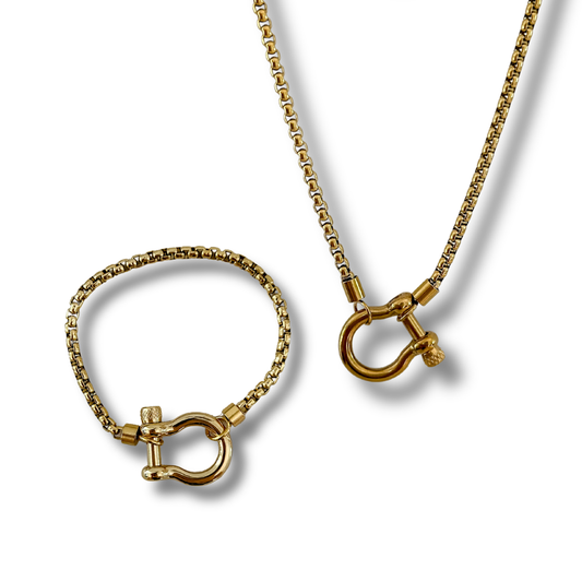 Bundle - 2 piezas - collar + pulsera - dorado