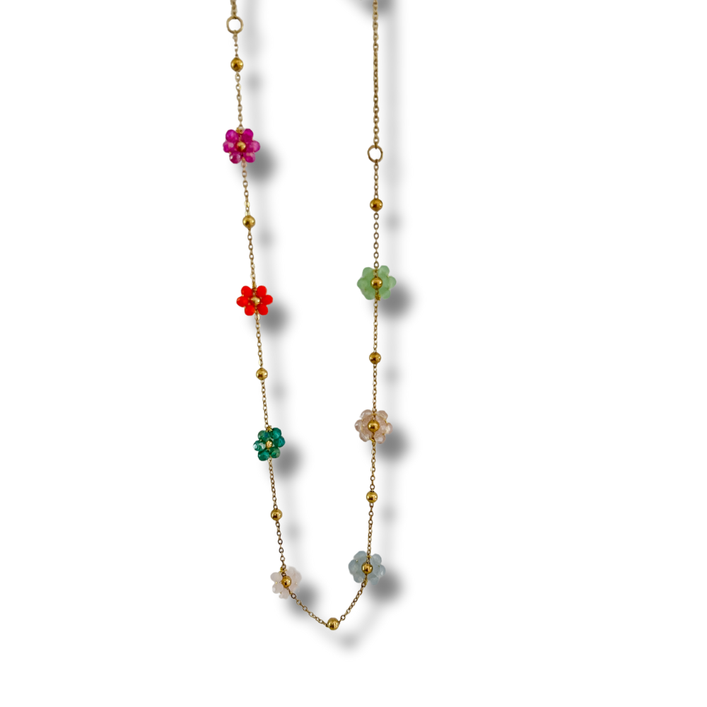Collar flores - colores - dorado