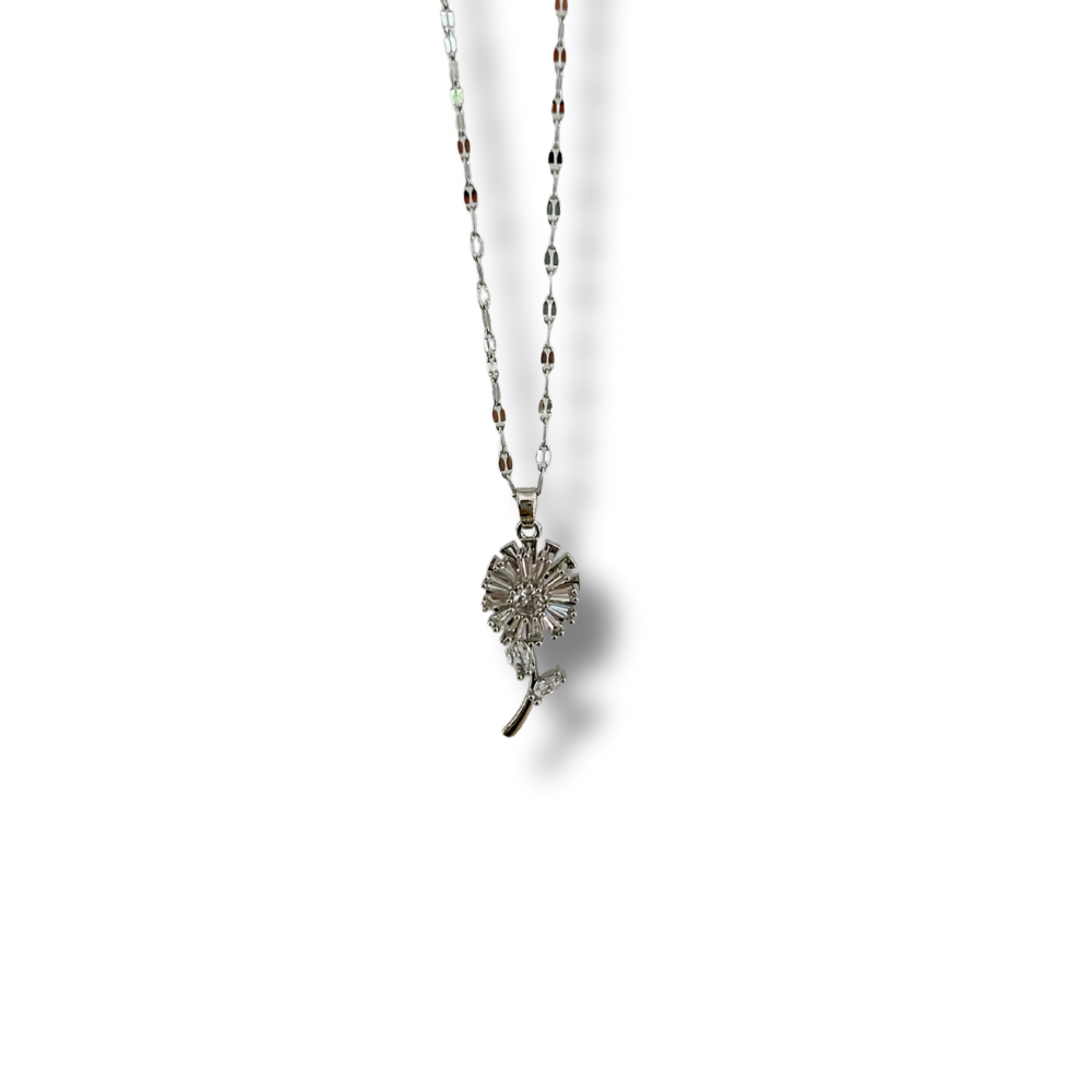 Collar flor giratoria - plata