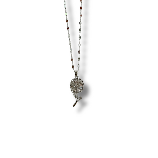 Collar flor giratoria - plata