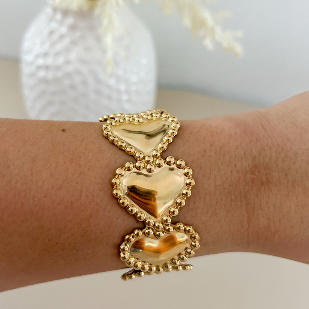 Pulsera corazón - dorado
