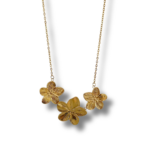 Collar Hibisco - flores - dorado
