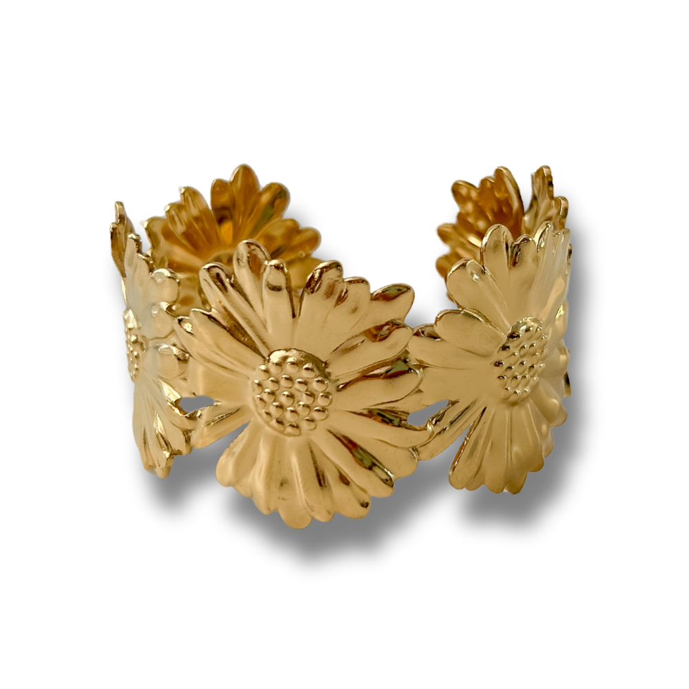 Pulsera flores - dorado