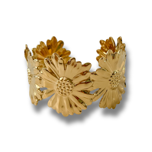 Pulsera flores - dorado